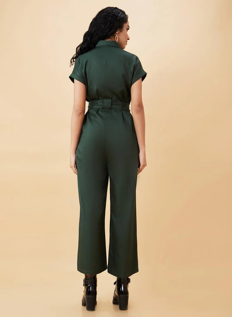globus Olive Globus Women Waist Tie Up Long Jumpsuit for Women | Best Price UAE